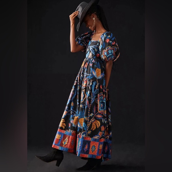 FARM Rio Dresses & Skirts - Anthropologie Farm Rio Puff-Sleeve Maxi Dress Size M